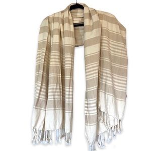 Beige and White Striped Versatile Shaw | One Size